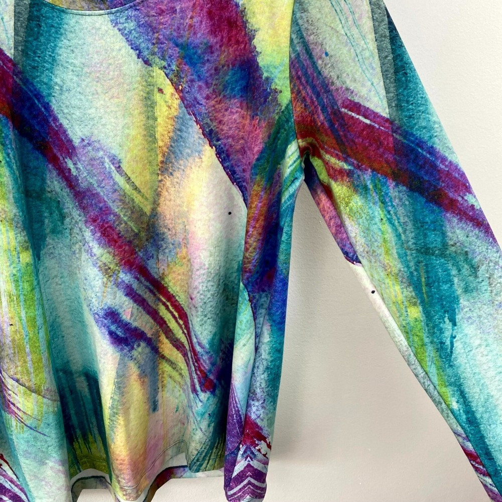 Soft Surroundings Tunic Top Large L Colorful Artsy Spring Purple Abstract Lunch - Picture 10 of 16